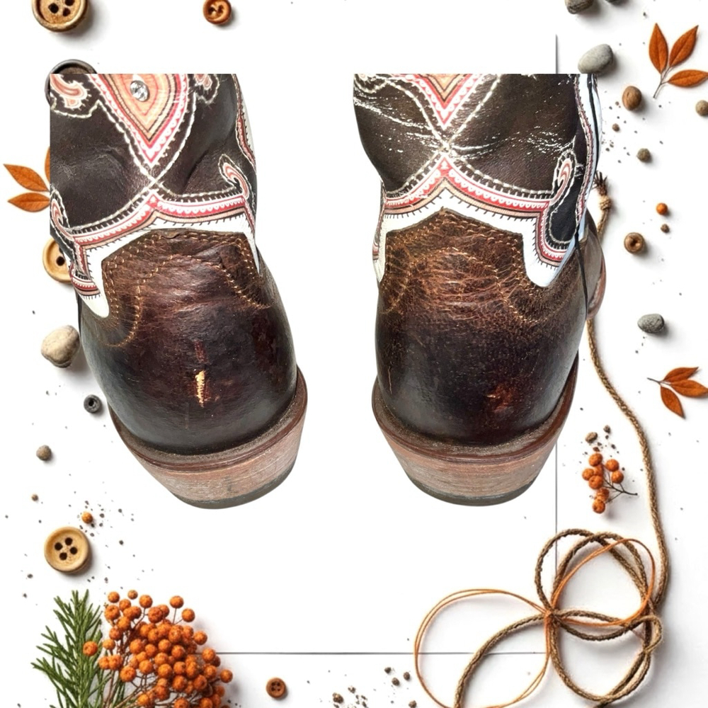 Ariat Alameda Brown Leather w Multicolor Designs Crystals Women Western Boots 7B - Picture 9 of 10
